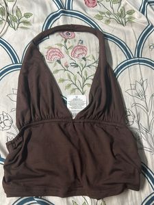 Brown Halter Neck Top
