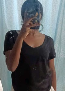 Stylish Black sheer tshirt for women