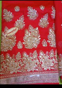 Red Embroidered unstitched suit