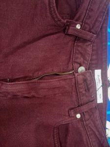 Maroon Flared Jeans