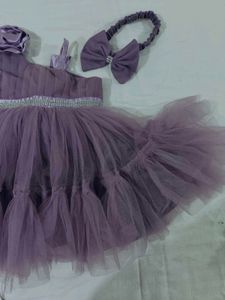 Cute Lavender Frock with Accessories