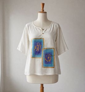 White Kurta with Om & Shri Print