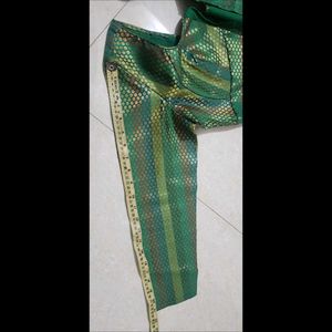 Green Brocade Blouse with Full Sleeves