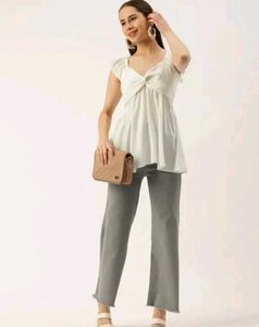 Chic White Twist Front Tunic Top