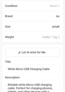 White Micro USB Cable