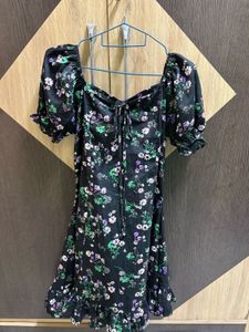 floral print cute tie up dress