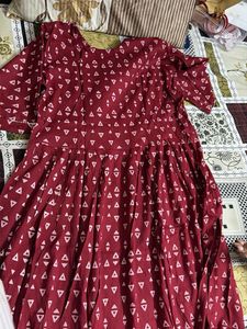 Maroon Printed Kurta Set