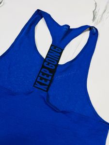 Blue Racerback Tank Top &amp; Black Sports Bra