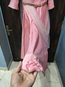 Elegant Pink Embroidered Gown
