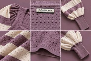 MAUVE &amp; CREAM STRIPED PUFF SLEEVE KNIT TOP