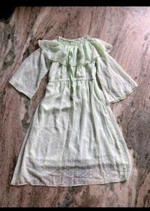 Chic Off-Shoulder Ruffled Light Green Dress