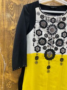Vibrant Yellow &amp; Black Kurta