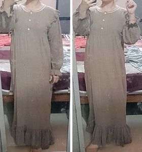 Elegant Long Sleeve Printed Maxi Dress