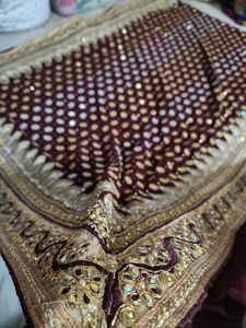 Embroidered brown golden saree ♥️