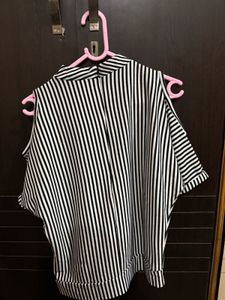 Chic Striped Cold Shoulder Top