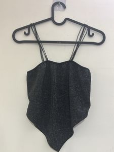 Black glitter and shimmer banana top