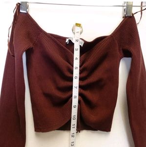 ZARA Brown Ruched Long Sleeve Top!