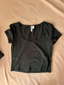 H&amp;M Black Crop Tops Bundle pack of two