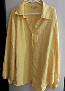 Light Yellow Textured Button-Up Shirt top