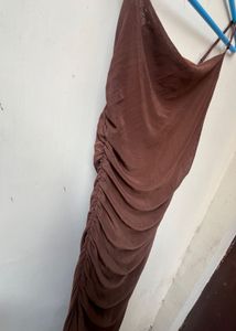 Brown Ruched Bodycon Maxi Dress 🤎