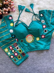 Yellow Mirror Work Blouse