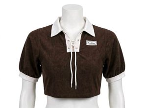Brown Cropped Collared Top