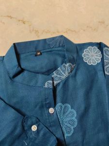New Blue Floral Print Kurta