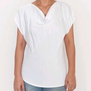 Chic White Cowl Neck Top