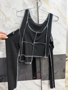 Chic Black Patchwork Long Sleeve Top