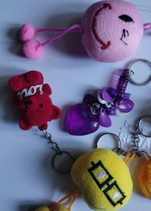 Cute Emoji &amp; Heart Keychains 10 pcs set