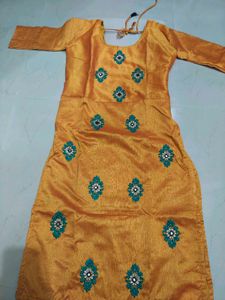 Orange Kurta with Mirror Work