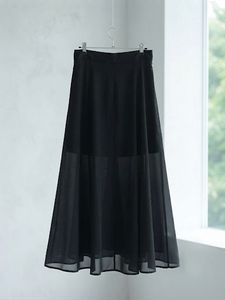 Elegant Black Maxi Skirt with Ring Detail