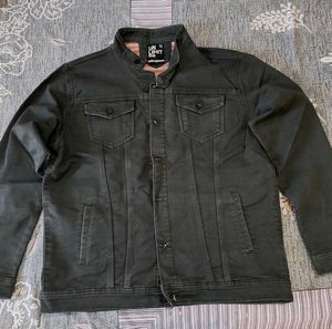 Stylish Men's Dark Grey Denim Jacket