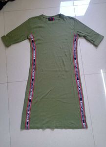 Olive Green ribbed winter dress
