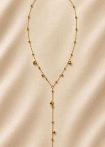 Elegant Gold Beaded Lariat Necklace