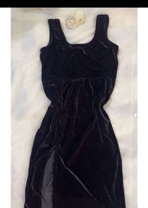 Black Velvet Square Neck Dress