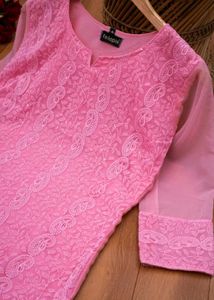 Pink Chikankari Kurti