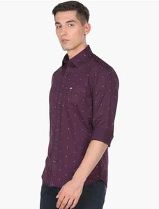 Men's Patterned Burgundy Shirt