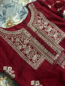 Wow Sale🥳 Embroidered Red Kurta