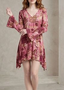 Pink Patterned Long Sleeve Top