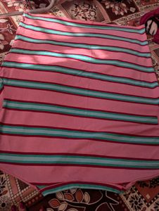 Pink Striped Casual T-Shirt