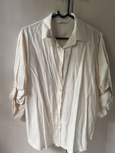 Cream Collared Button-Up Shirt