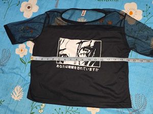 Graphic Print Mesh T-Shirt