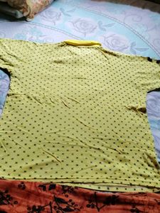 Yellow Polo T-Shirt with Black Print