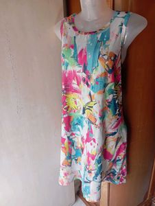 Vibrant Abstract Print Sleeveless Dress