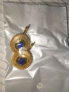 Gold Tone Blue Stone Earrings