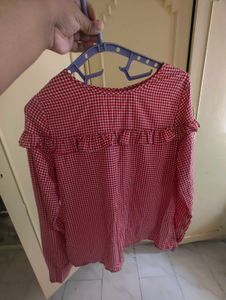 Red Gingham Ruffled Top