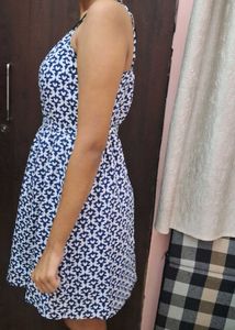 Navy &amp; White Printed Summer Dress