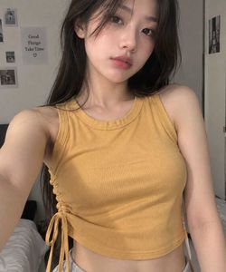 Cute Ruched Orange Sleeveless Top