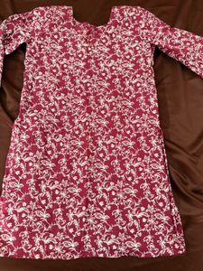 Maroon Floral Print Kurta